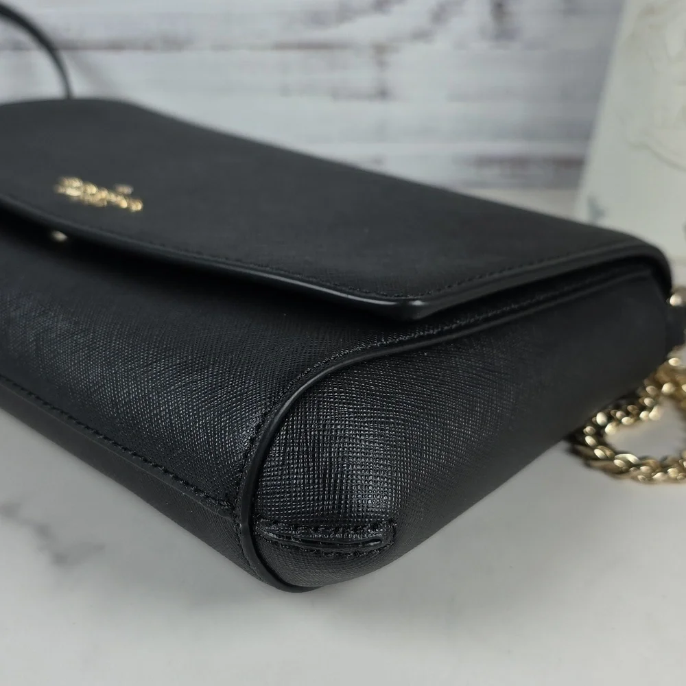 KATE SPADE BLACK CLUTCH CROSSBODY SHOULDER‎ BAG CARSON CONVERTIBLE GOLD CHAIN